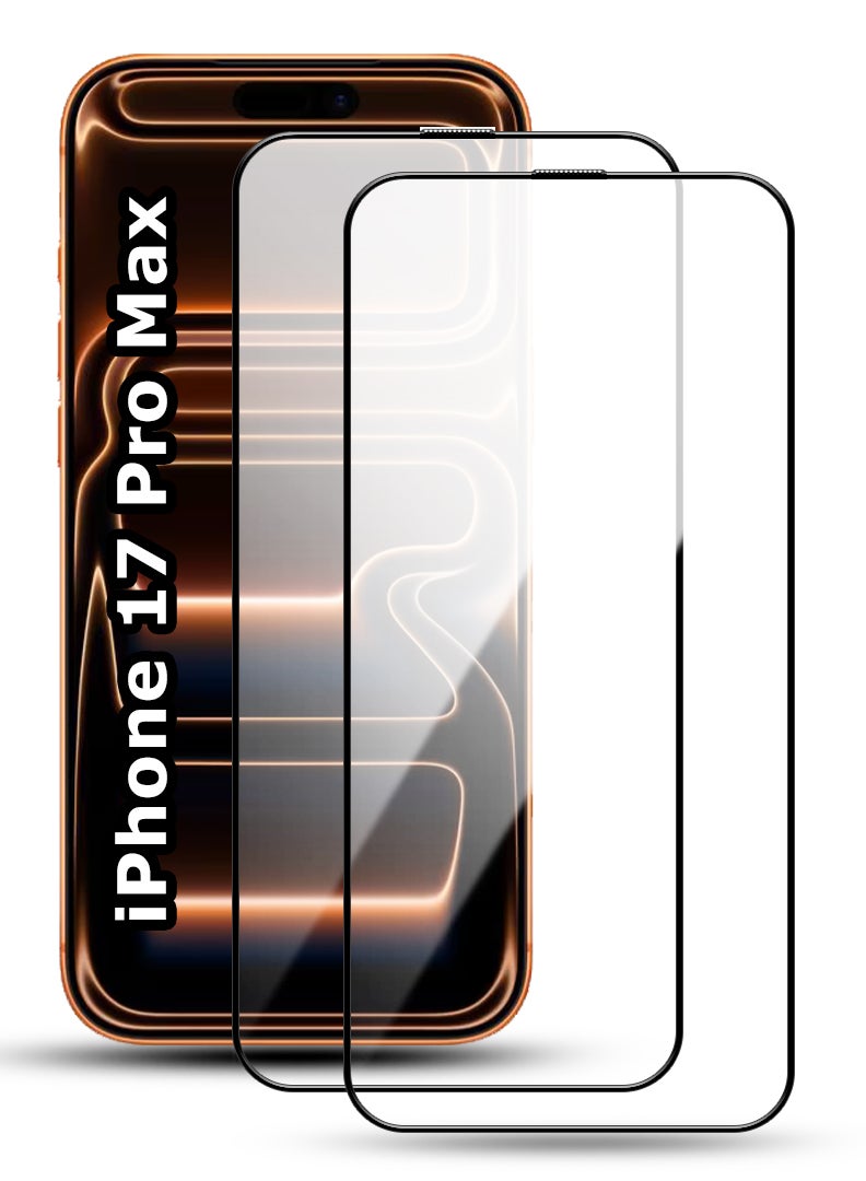 Case Up عبوة 2 لواقي شاشة آيفون 17 برو ماكس، صلابة 9H، مقاوم للصدمات بمعيار عسكري، زجاج مقسى فائق الوضوح، مضاد لبصمات الأصابع، مقاوم للخدوش، متوافق مع الكيس - Image 1